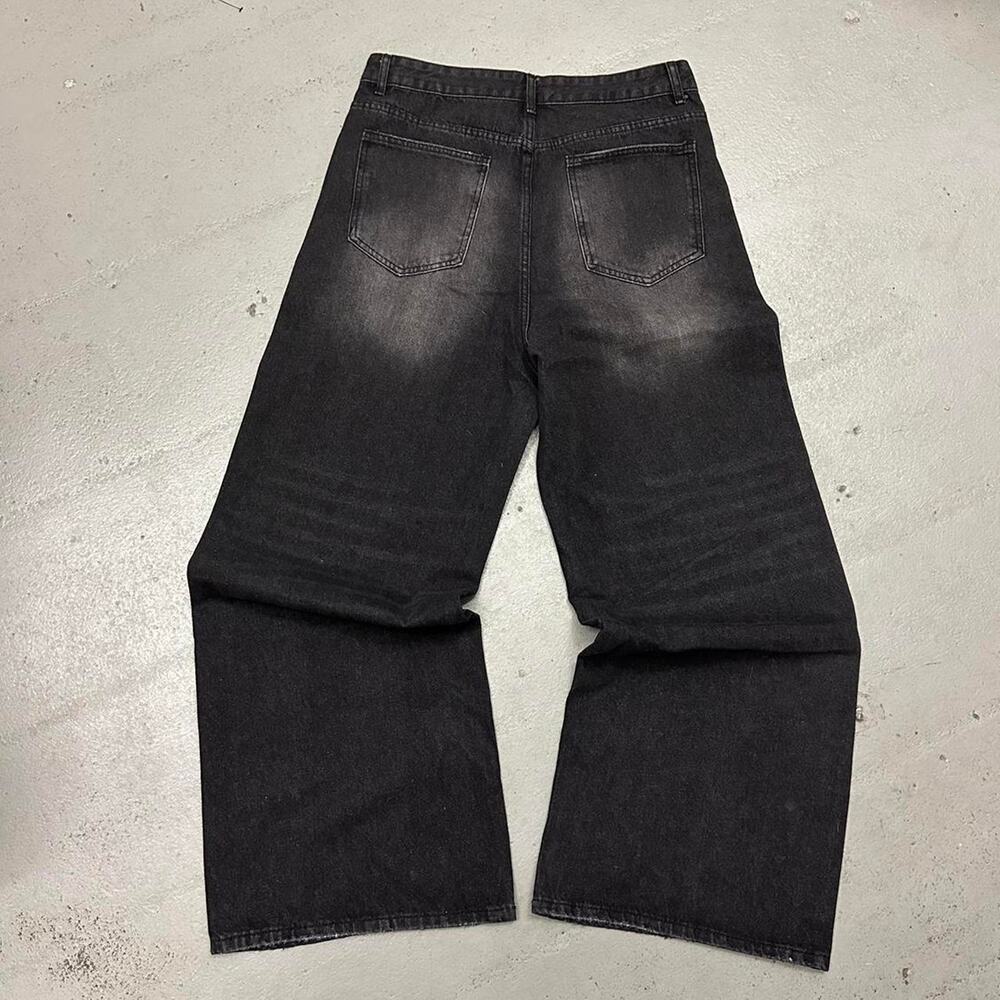 BLACK FADE WIDE LEG BAGGY DENIM WAIST 30 FLAT - Picture 5 of 7